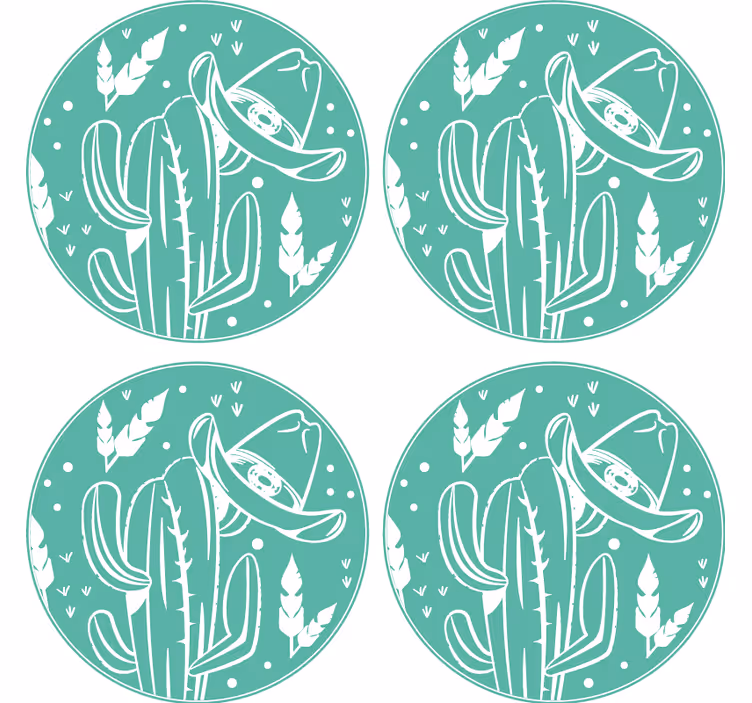 Dessous de verre geek cactus avec chapeau - TenStickers