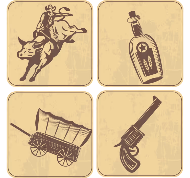 Dessous de verre Cow-boy chevauchant un taureau - TenStickers