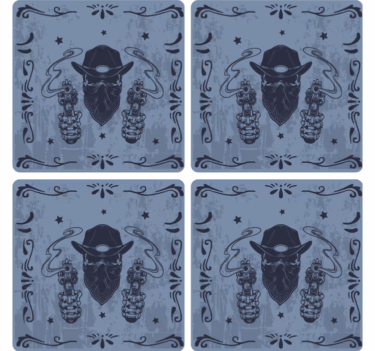 Dessous de verre geek cowboy aux deux revolvers - TenStickers