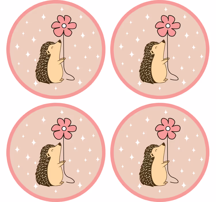Dessous de verre geek hérisson avec ballon fleuri - TenStickers