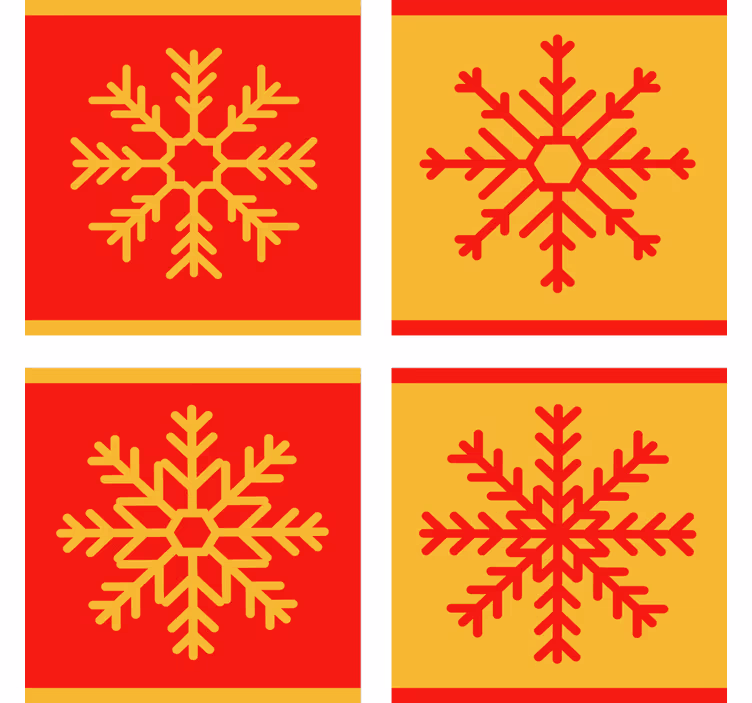Dessous de verre noël motif flocon rouge et jaune - TenStickers