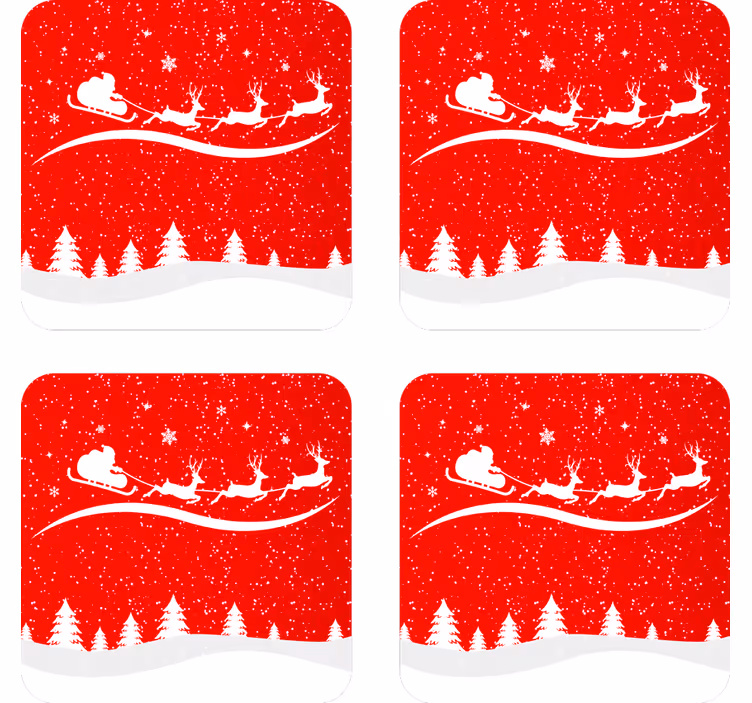 Dessous de verre noël traîneau du père noël avec rennes - TenStickers