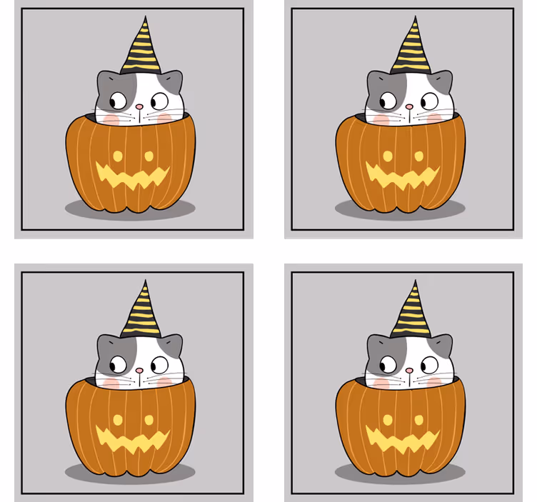 Dessous de verre halloween chat en chapeau de citrouille - TenStickers