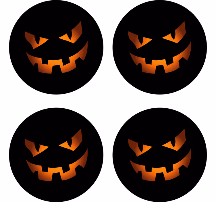 Dessous de verre halloween set de visages de citrouille - TenStickers