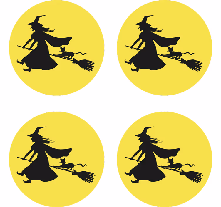 Dessous de verre halloween sorcière sur balai - TenStickers