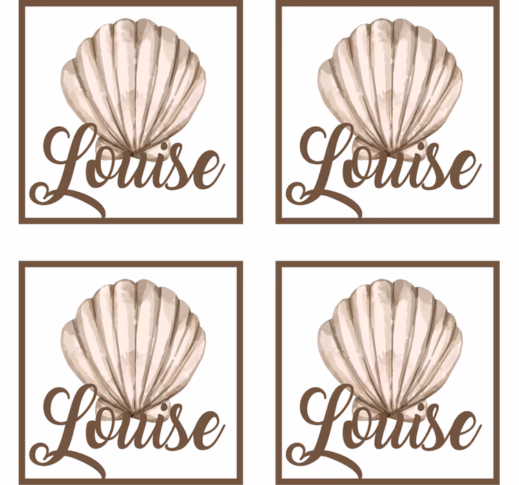Dessous de verre personnalisable coquillage avec prénom - TenStickers