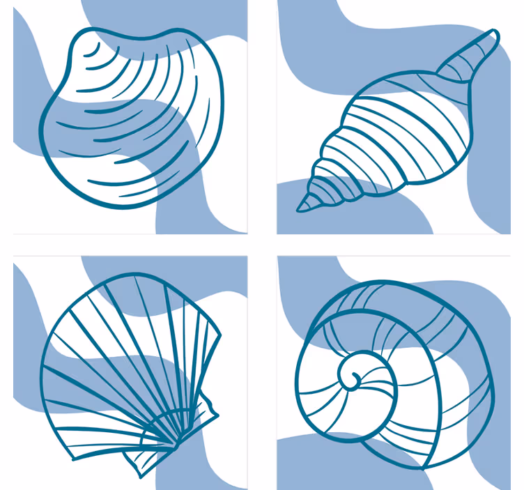 Dessous de verre geek illustrations de coquillages stylisées - TenStickers