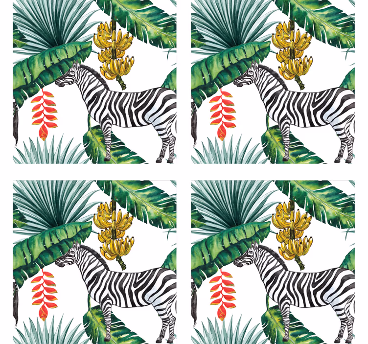Dessous de verre geek zebra et feuillage tropical - TenStickers