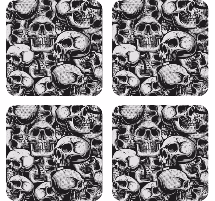 Dessous de verre geek motif crâne monochrome - TenStickers