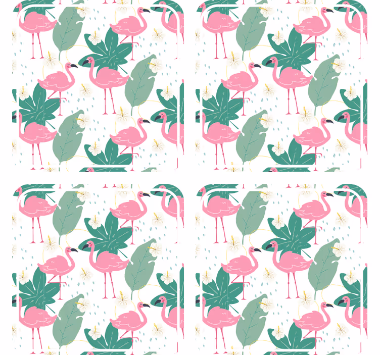 Dessous de verre geek motif flamant et feuilles - TenStickers