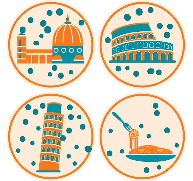 Dessous de verre moderne monuments emblématiques d'italie - TenStickers
