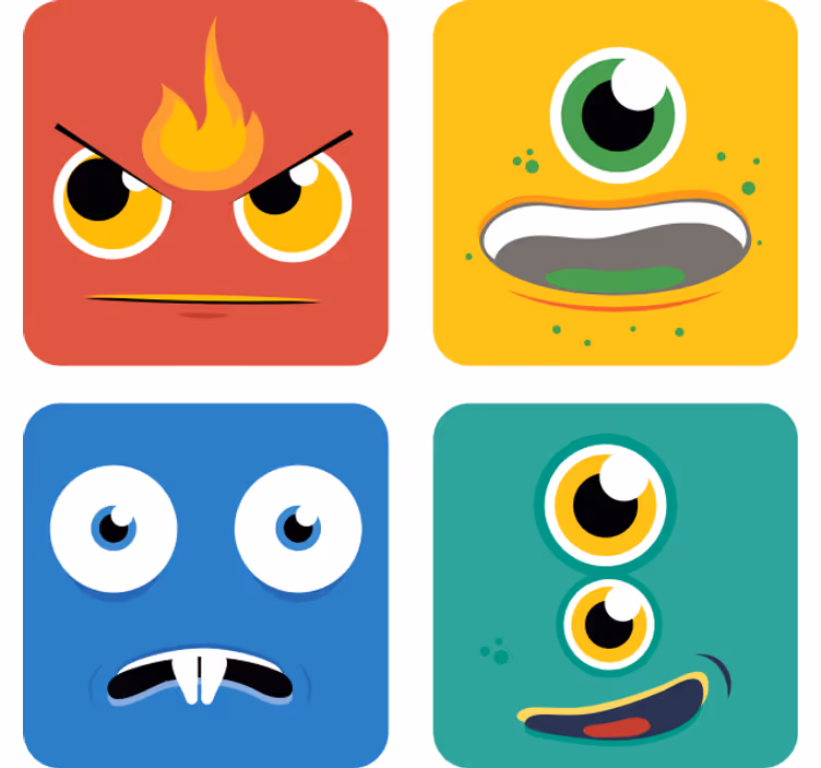 Dessous de verre geek visages de monstres colorés - TenStickers