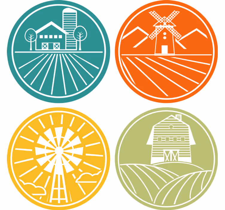 Dessous de verre vintage graphiques circulaires fermiers - TenStickers