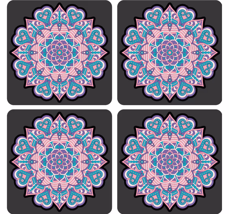 Dessous de verre geek mandala de cœurs colorés - TenStickers