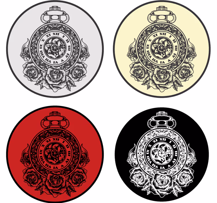Dessous de verre vintage montre à gousset et roses - TenStickers