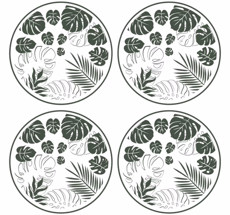 Dessous de verre motif cercle feuillage luxuriant - TenStickers