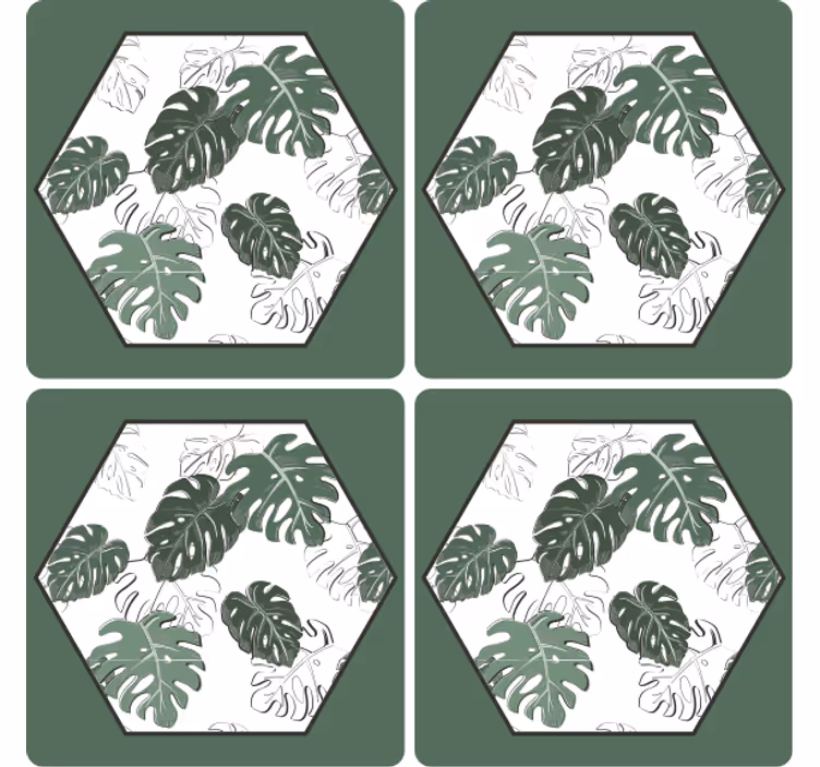 Dessous de verre motif feuilles hexagonal - TenStickers