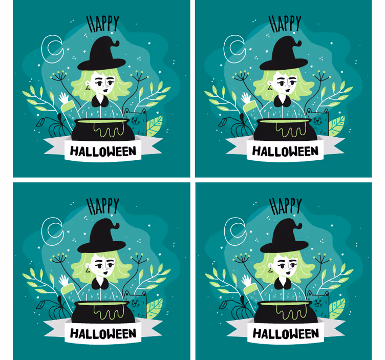 Dessous de verre halloween sorcière avec chaudron - TenStickers