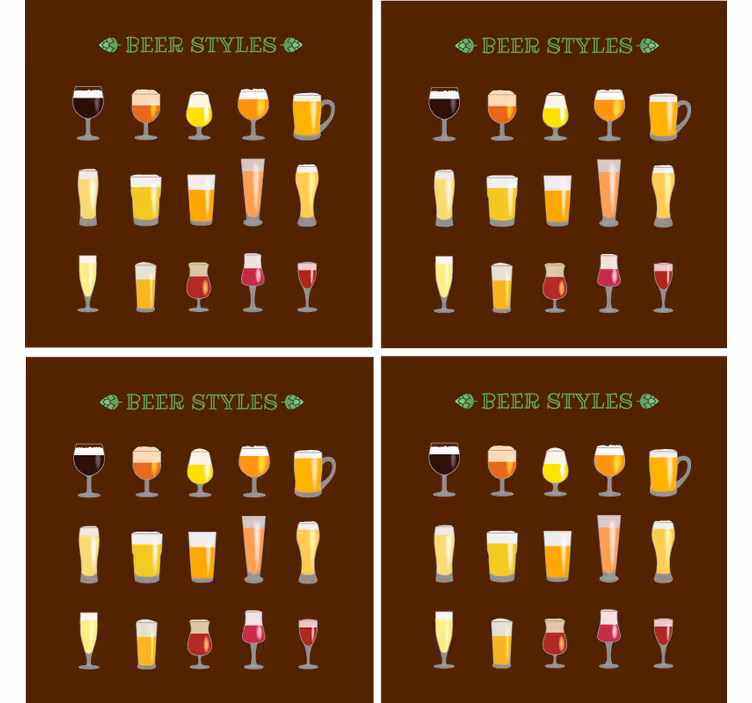 Dessous de verre bière variété de verres à bière - TenStickers