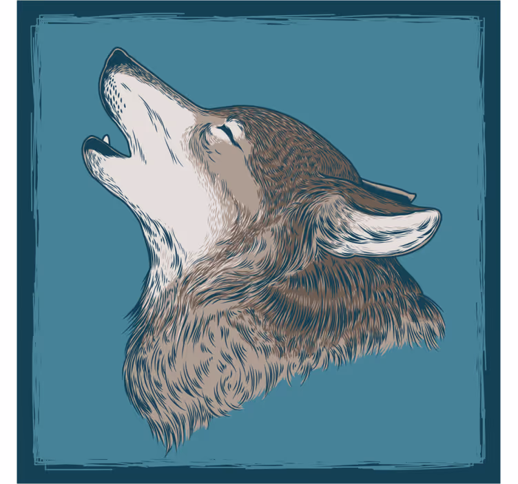 Dessous de verre geek illustration de loup hurlant - TenStickers