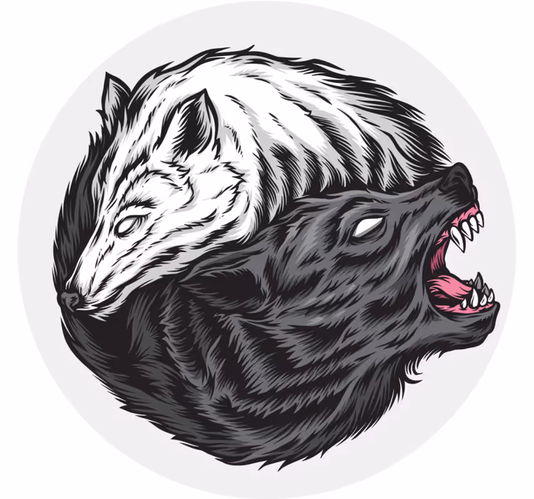 Dessous de verre geek têtes de loups contrastées - TenStickers