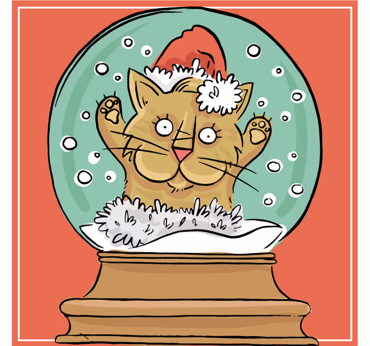 Dessous de verre noël boule à neige chat festif - TenStickers