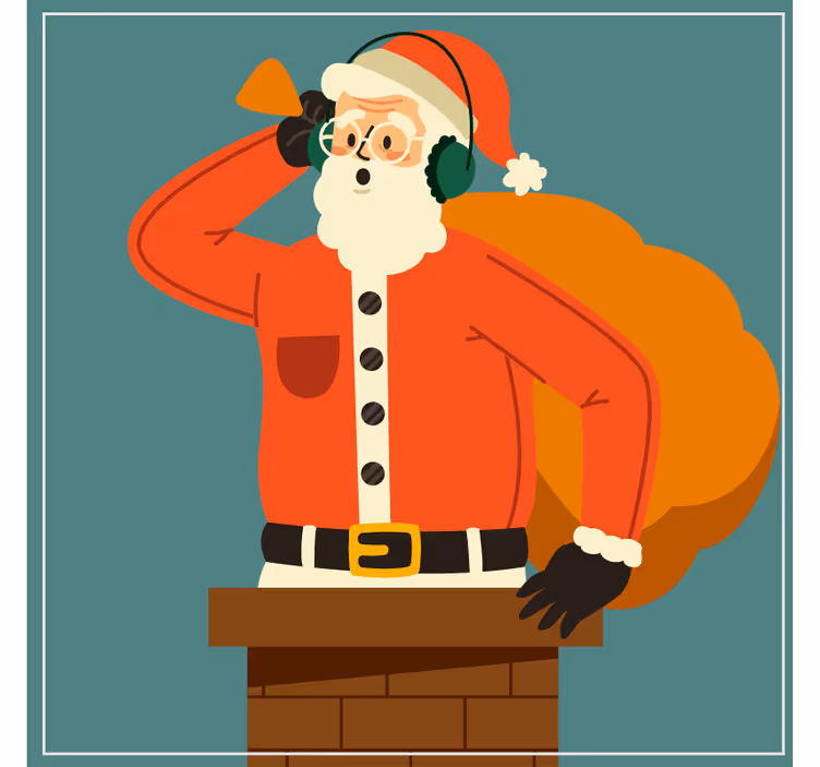 Dessous de verre noël père noël à l'écoute cheminée - TenStickers