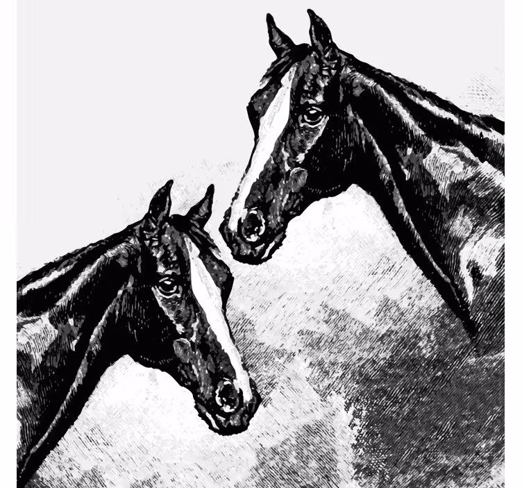Dessous de verre vintage têtes de chevaux doubles - TenStickers