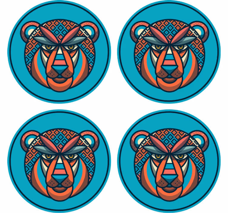 dessous de verre moderne Lion géométrique - TenStickers