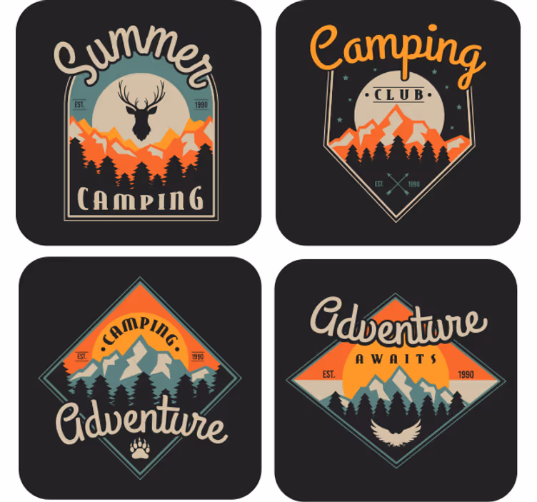 Dessous de verre vintage aventure de camping - TenStickers