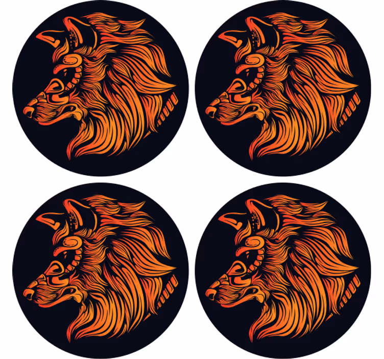 Dessous de verre vintage profil de loup féroce - TenStickers