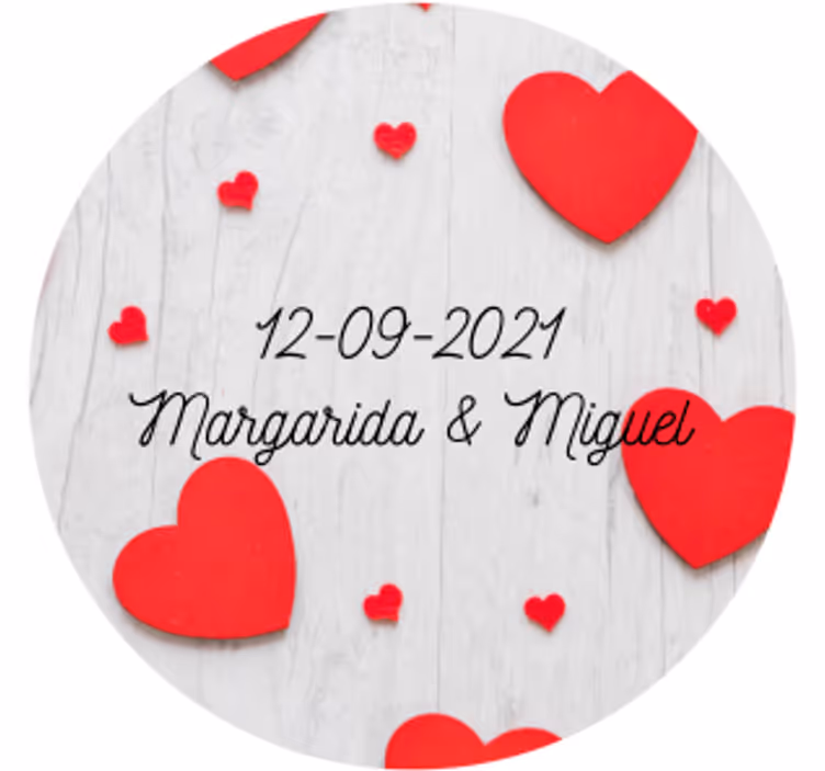 Dessous de verre mariage cœurs et personnalisation date - TenStickers