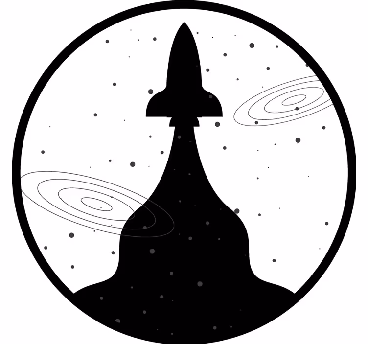 Dessous de verre geek silhouette de fusée avec étoiles - TenStickers