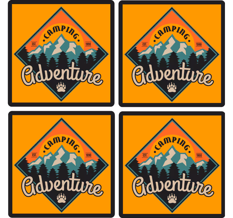 Dessous de verre citation aventure en camping - TenStickers