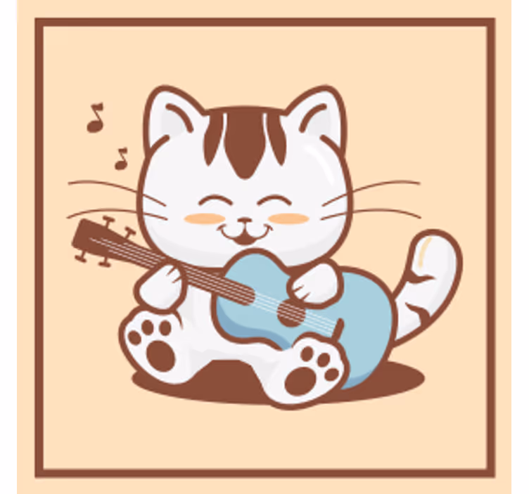 Dessous de verre geek chat joyeux jouant de la guitare - TenStickers