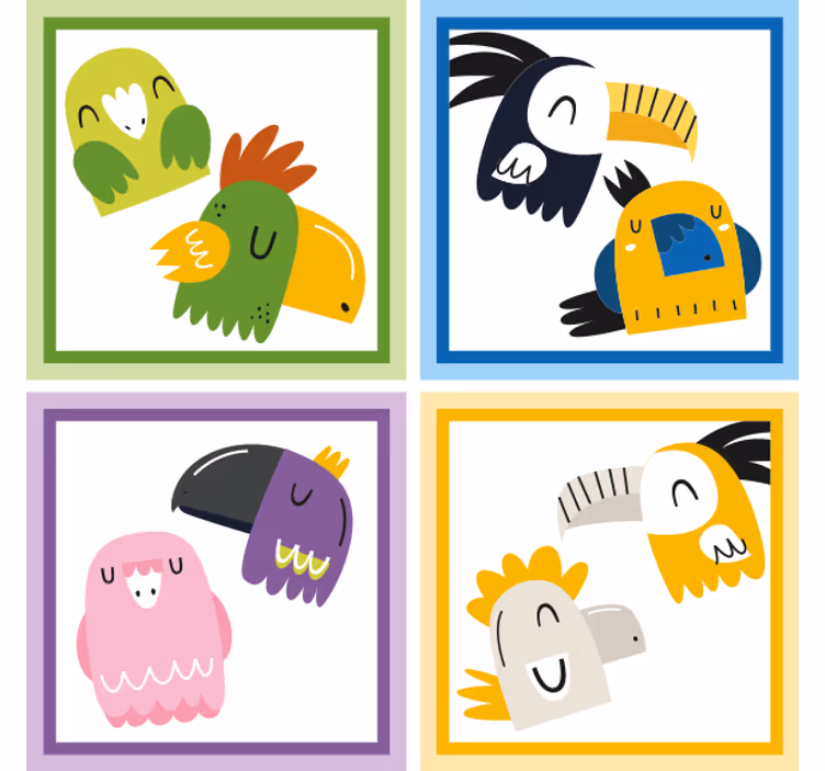 Dessous de verre bière visages d'oiseaux colorés - TenStickers