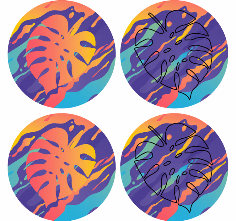 Sous-verre art abstrait avec 1 feuille colorée - TenStickers
