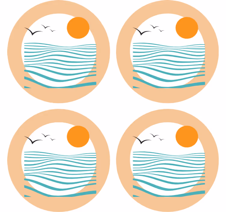 Dessous de verre moderne motif vague coucher de soleil - TenStickers