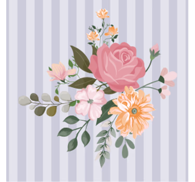 Dessous de verre bière rayures florales - TenStickers