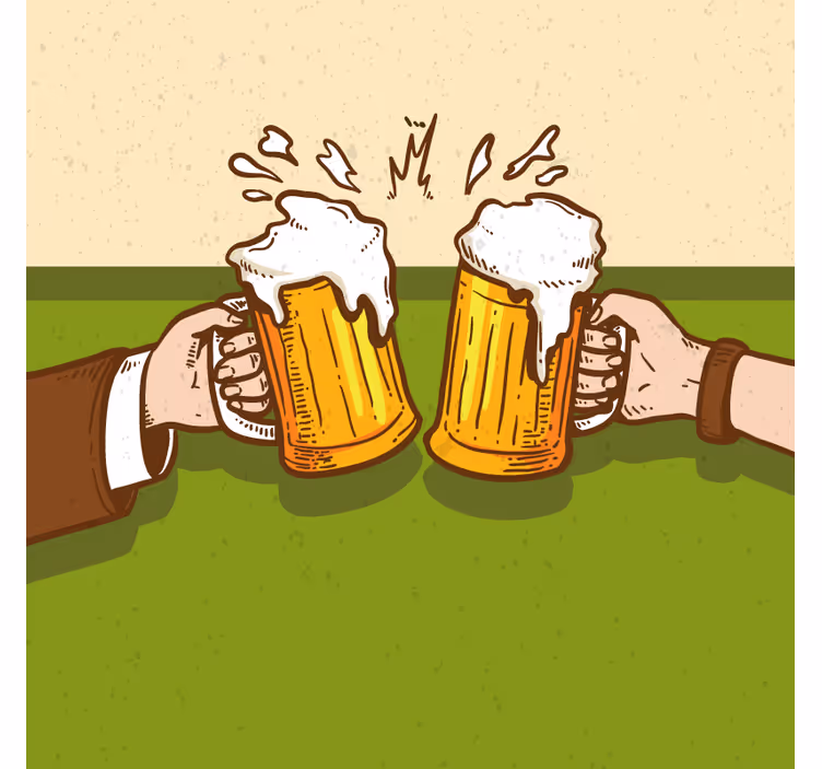 Dessous de verre bière mugs de bière qui s'entrechoquent - TenStickers