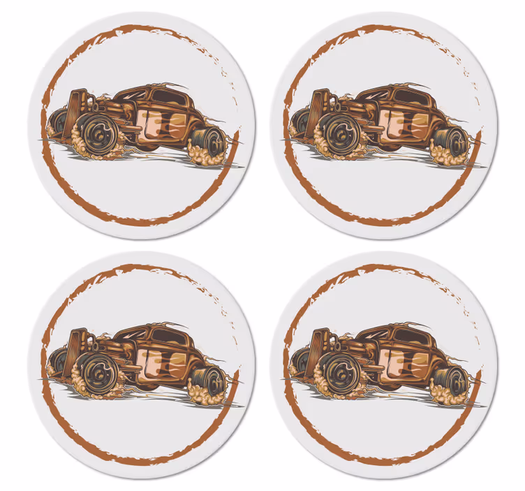 Dessous de verre vintage illustration voiture de course - TenStickers