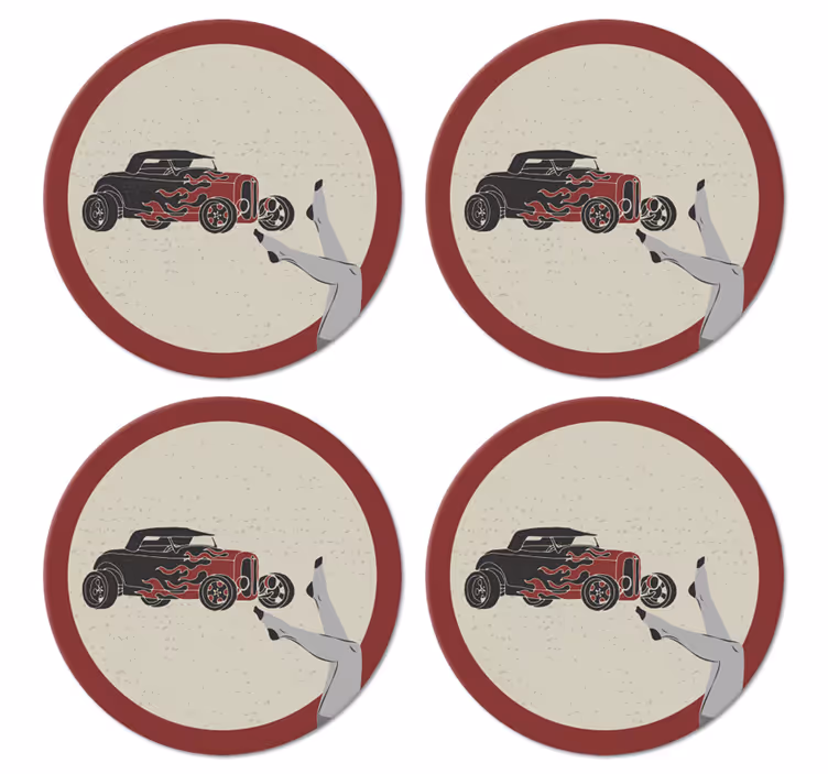 Dessous de verre vintage rod de feu flamboyant - TenStickers