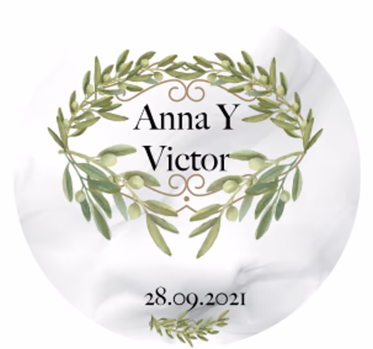 Dessous de verre mariage emblème de couronne d'olivier - TenStickers