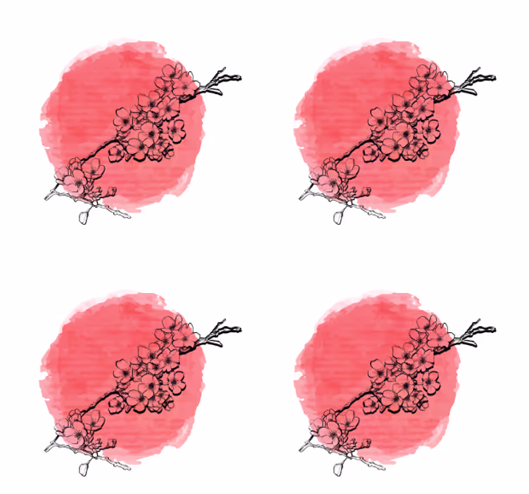 Dessous de verre contours floraux sur fond rose - TenStickers