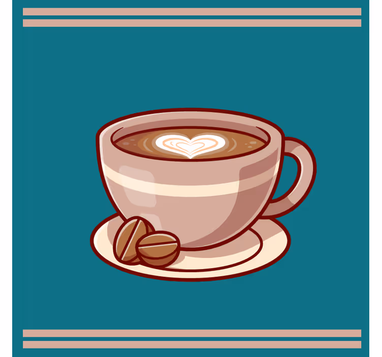 Dessous de verre moderne tasse à café avec cœur - TenStickers
