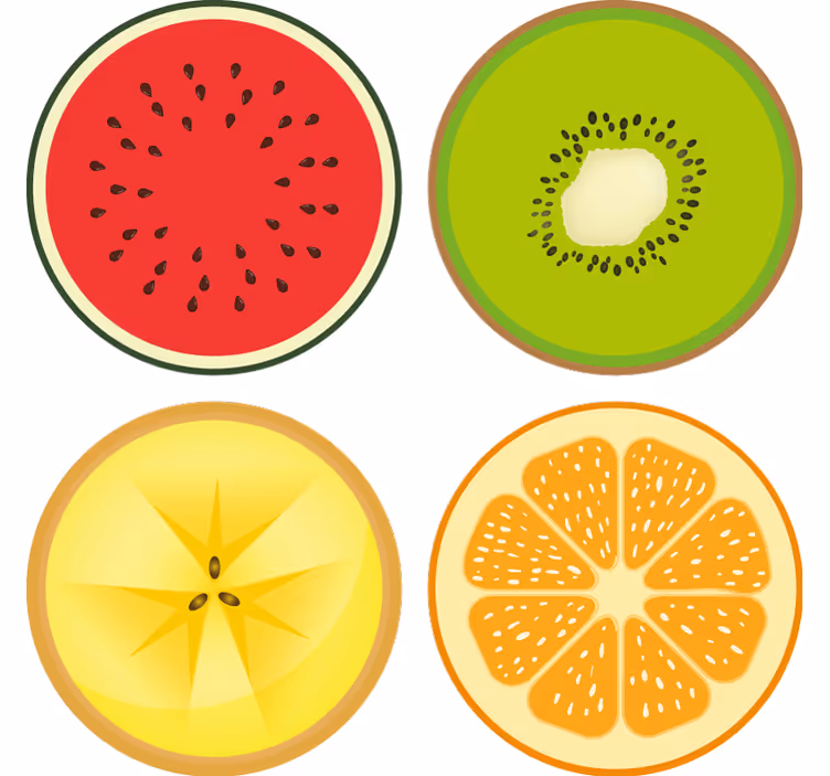 Dessous de verre moderne ensemble de tranches de fruits - TenStickers