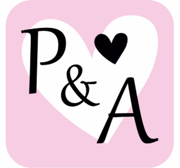 Dessous de verre mariage initiales motif coeur - TenStickers