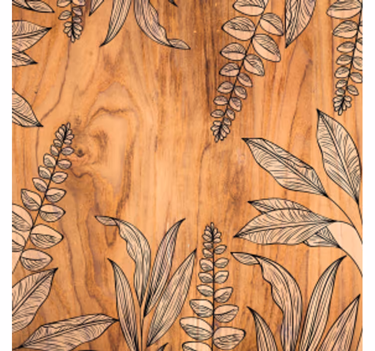 Dessous de verre grain bois naturel avec contour floral - TenStickers