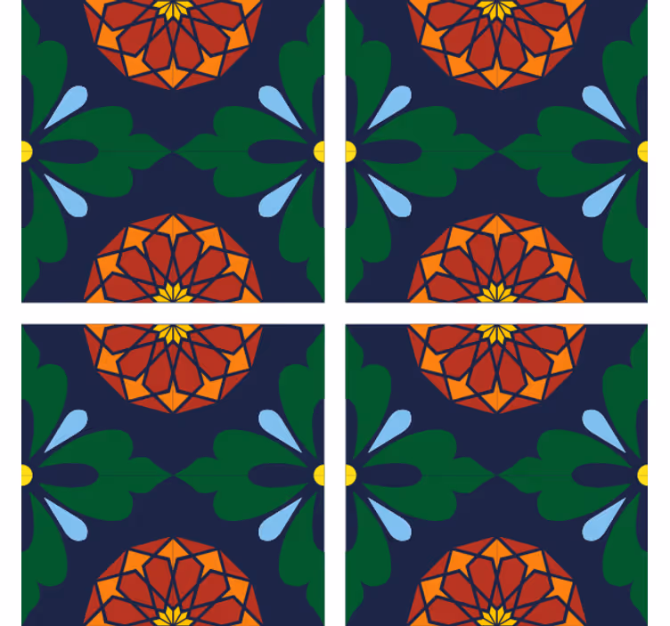 Dessous de verre carreaux imprimé botanique vibrant - TenStickers
