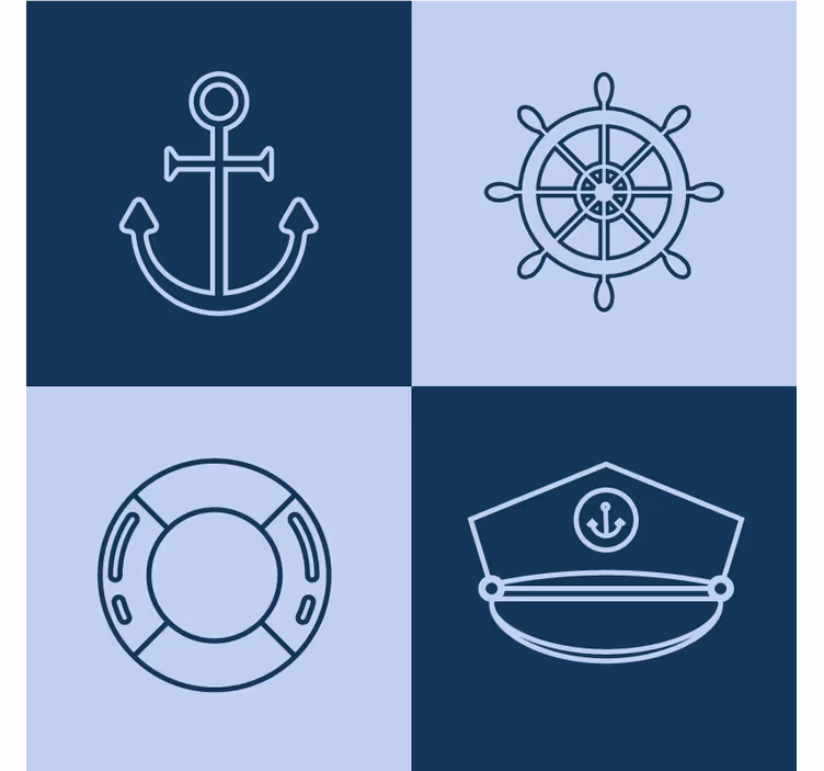 Dessous de verre moderne icônes maritimes et ancres - TenStickers